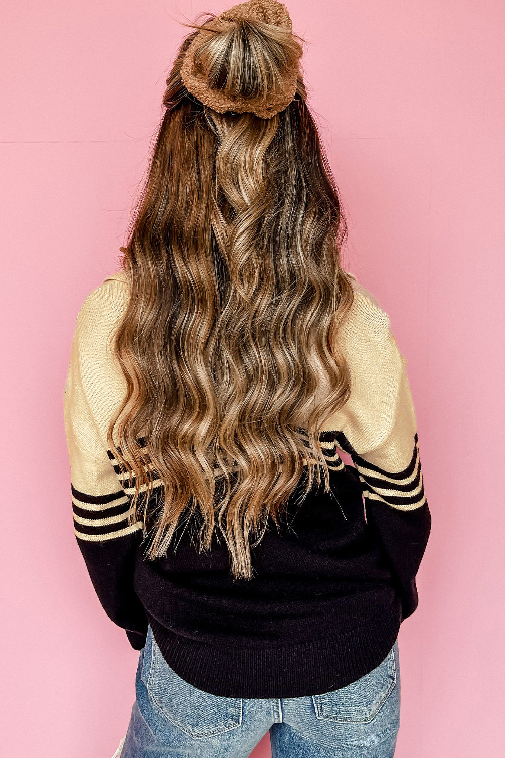 Black Stripe Collared Sweater