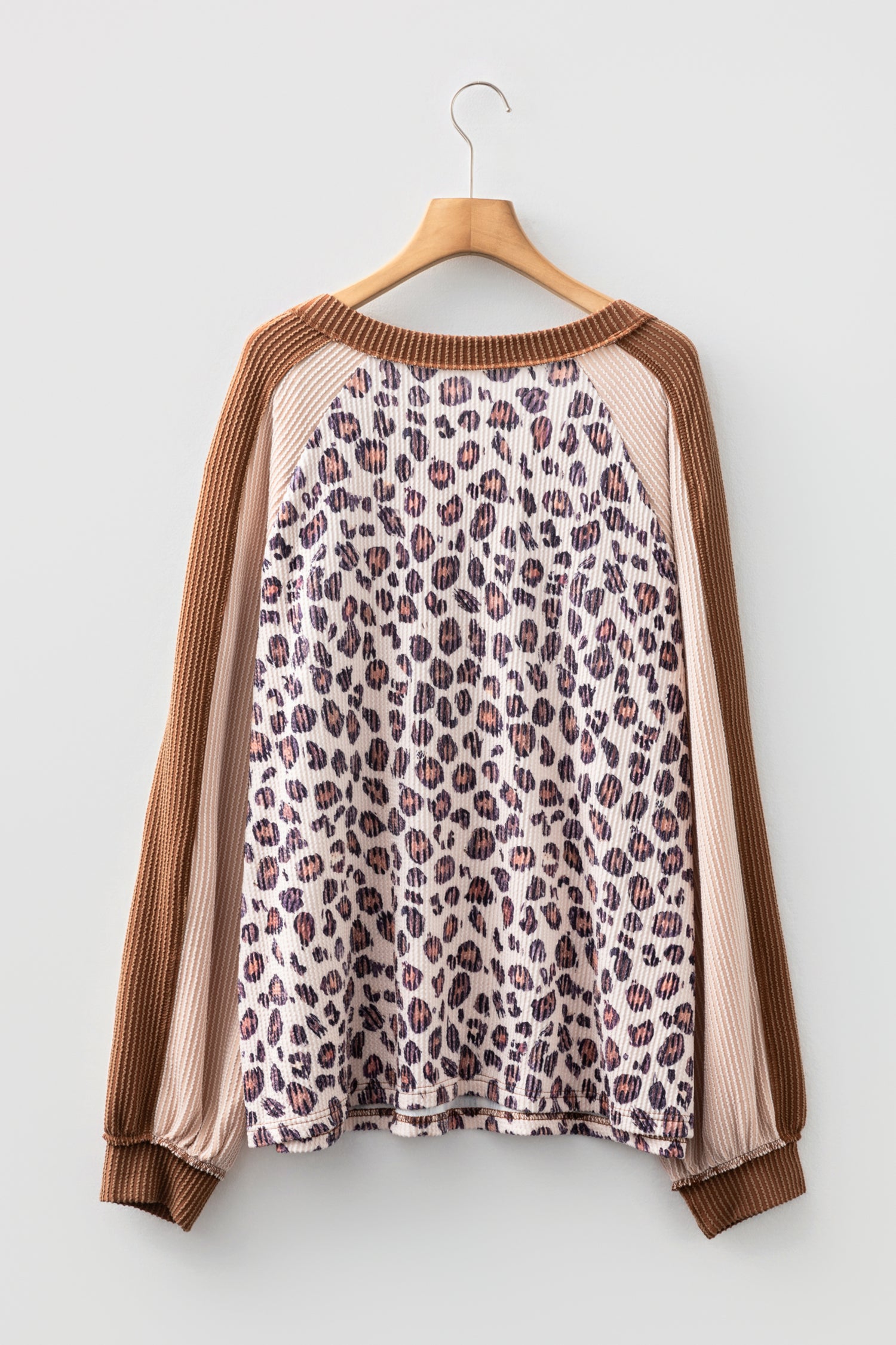 Plus Size Leopard Colorblock Twist Ribbed