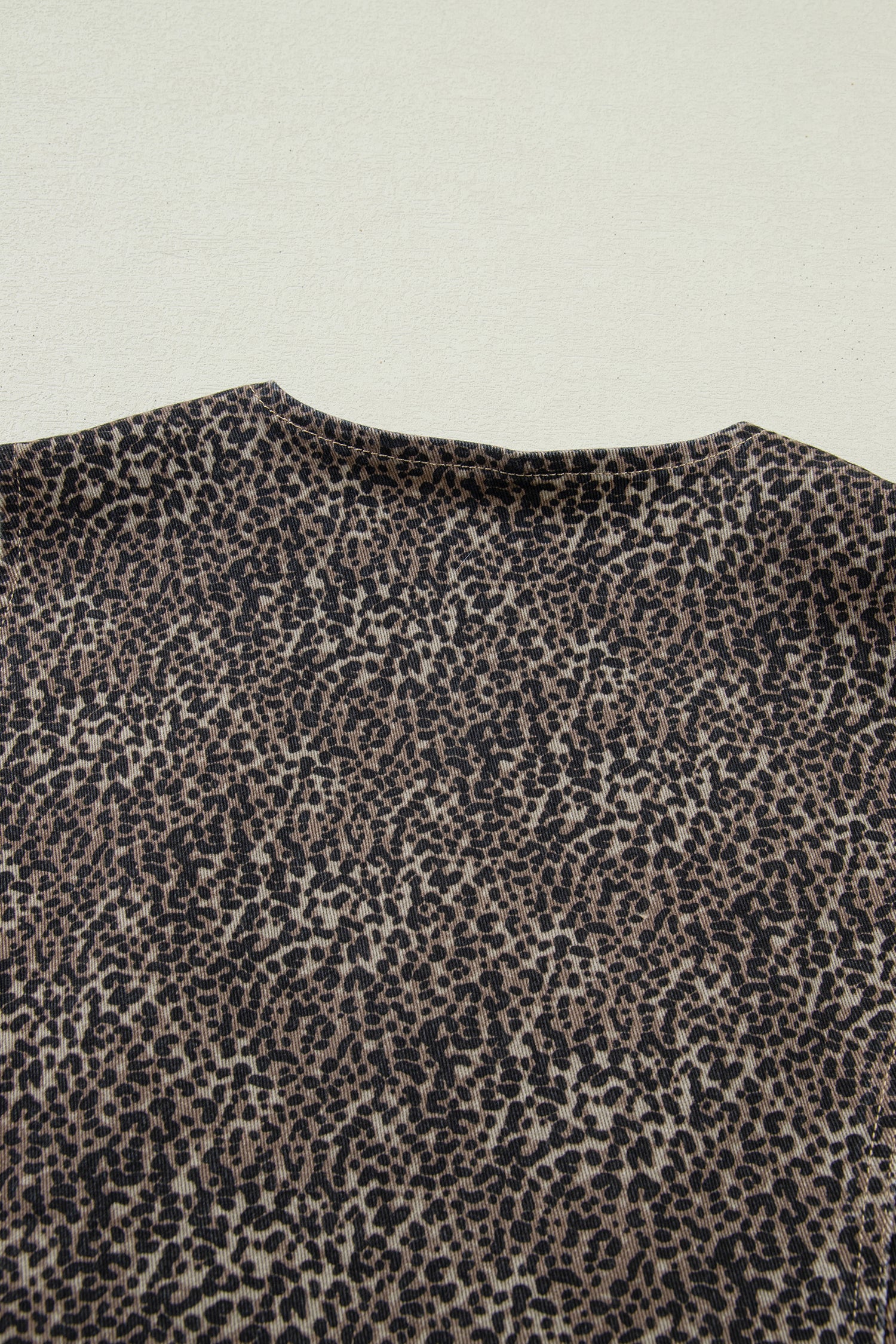 Brown Leopard Print Slim Denim Vest