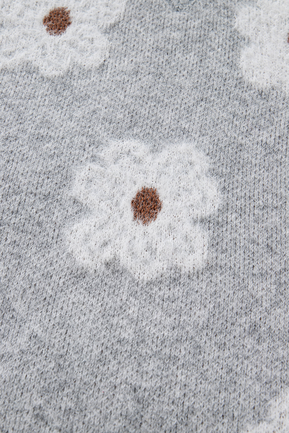 Gray Flower Baggy Sweater