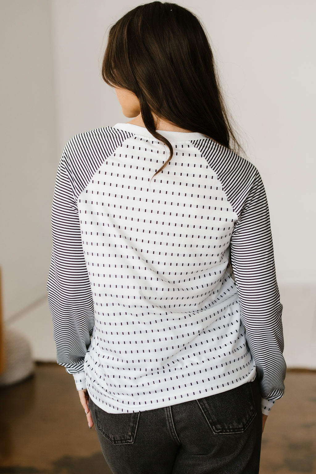 Black Stripe Raglan Long Sleeve Tee