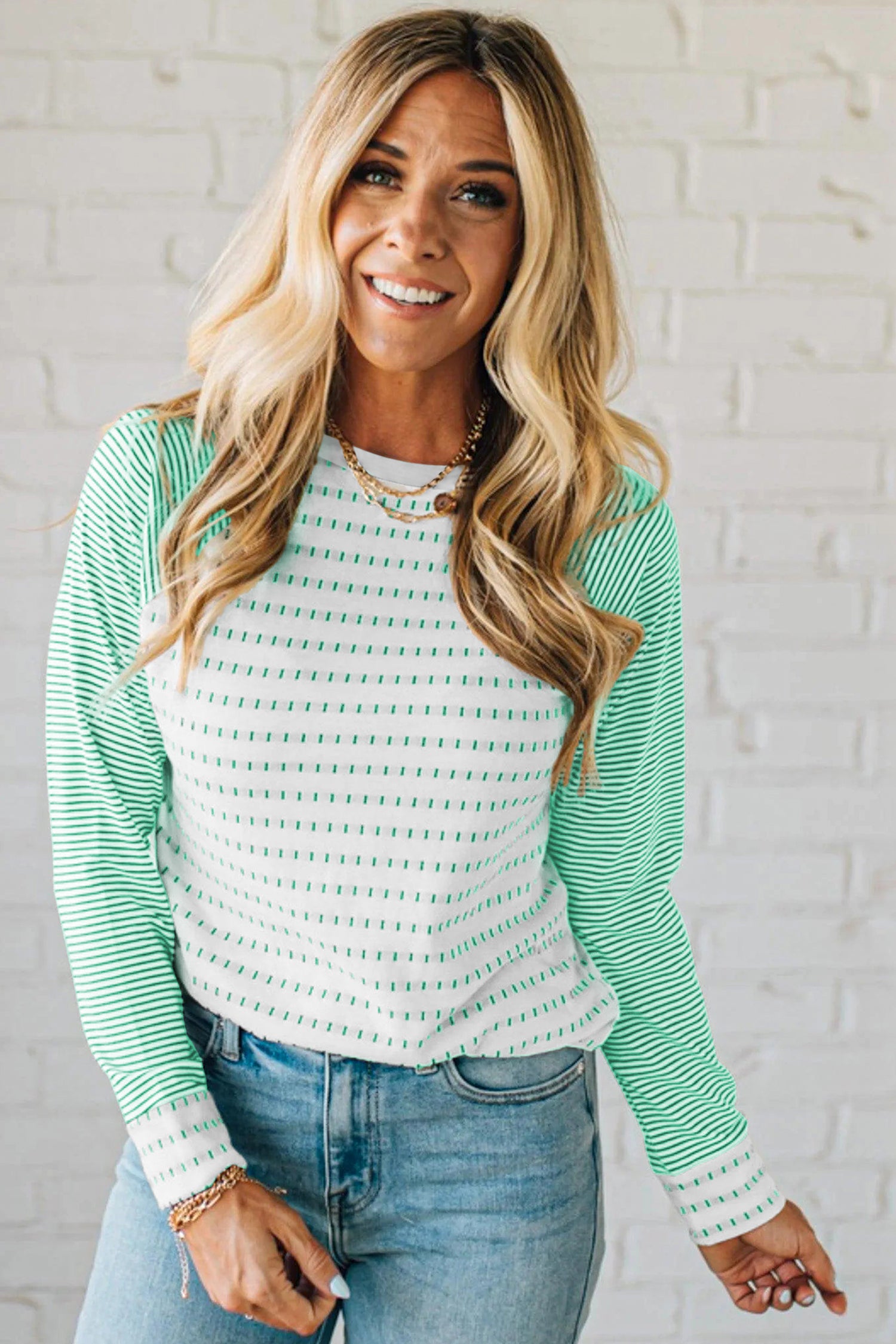 Black Stripe Raglan Long Sleeve Tee