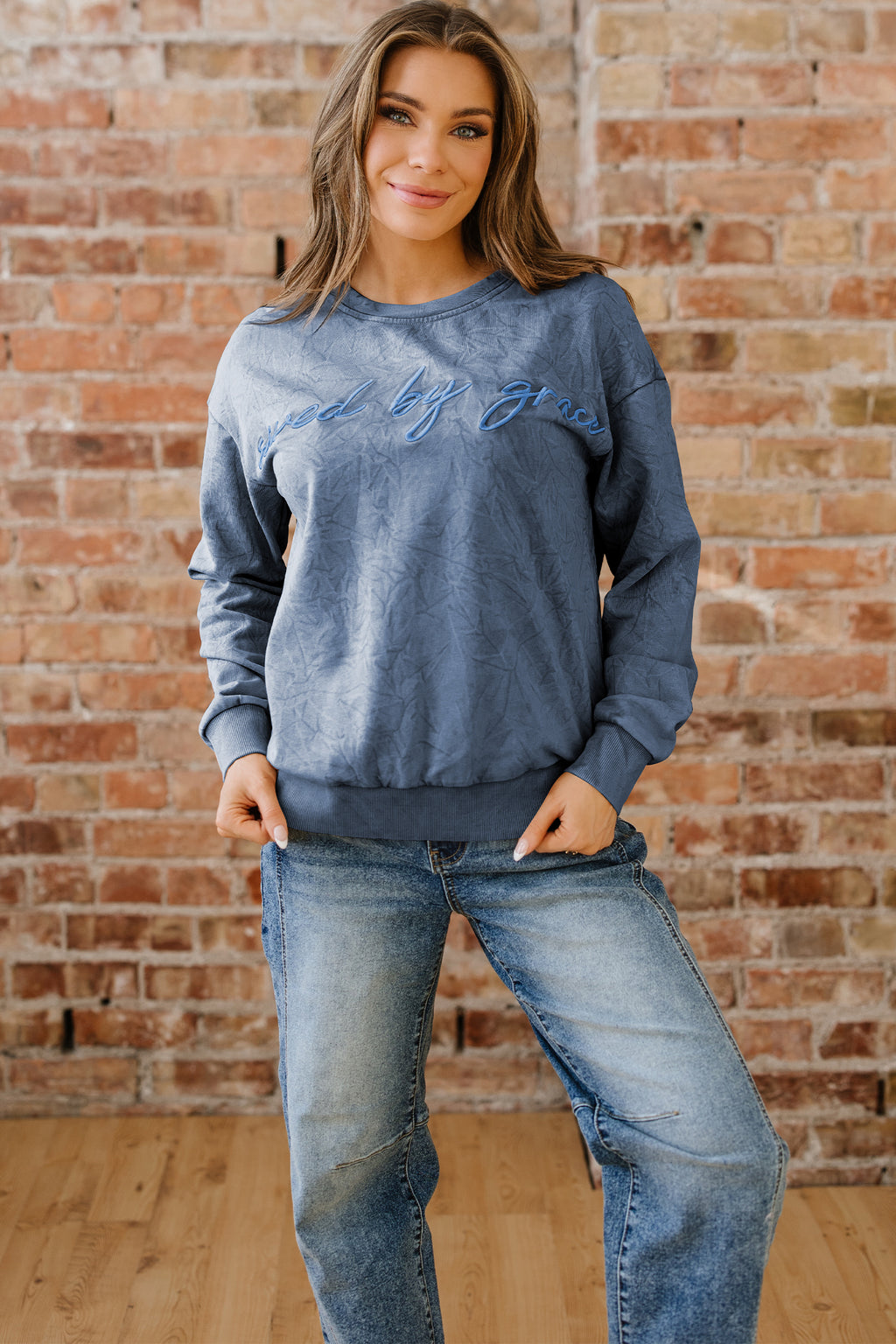 Saved By Grace Embroidered Sweatshirt