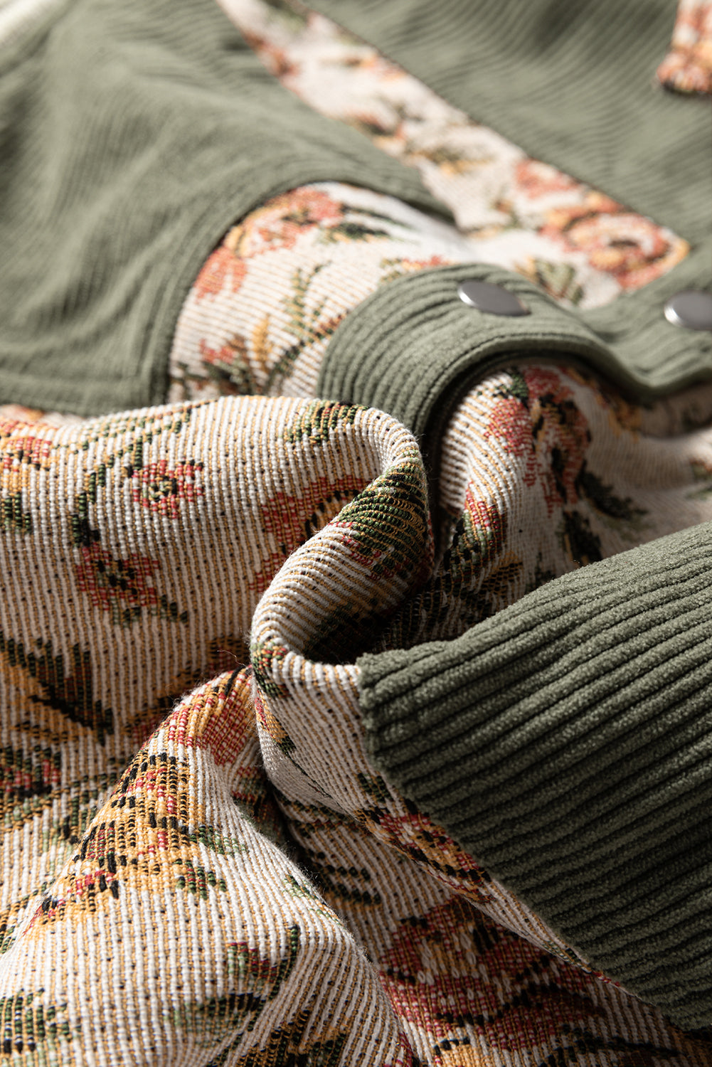 Ribbed Retro Floral Patchwork Jacket