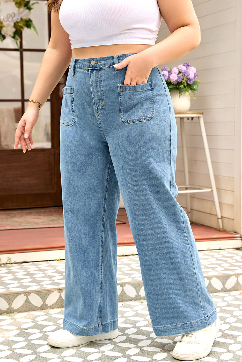 Plus Size Dusk Blue Wide Leg Jeans