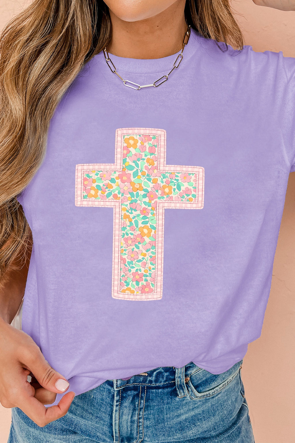 Floral Cross Christian Casual Tee