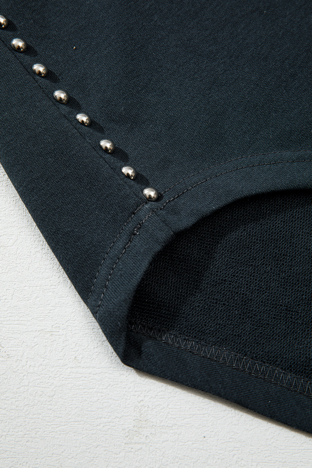 Plus Size Black Studded Ribbed Edge Mineral Wash