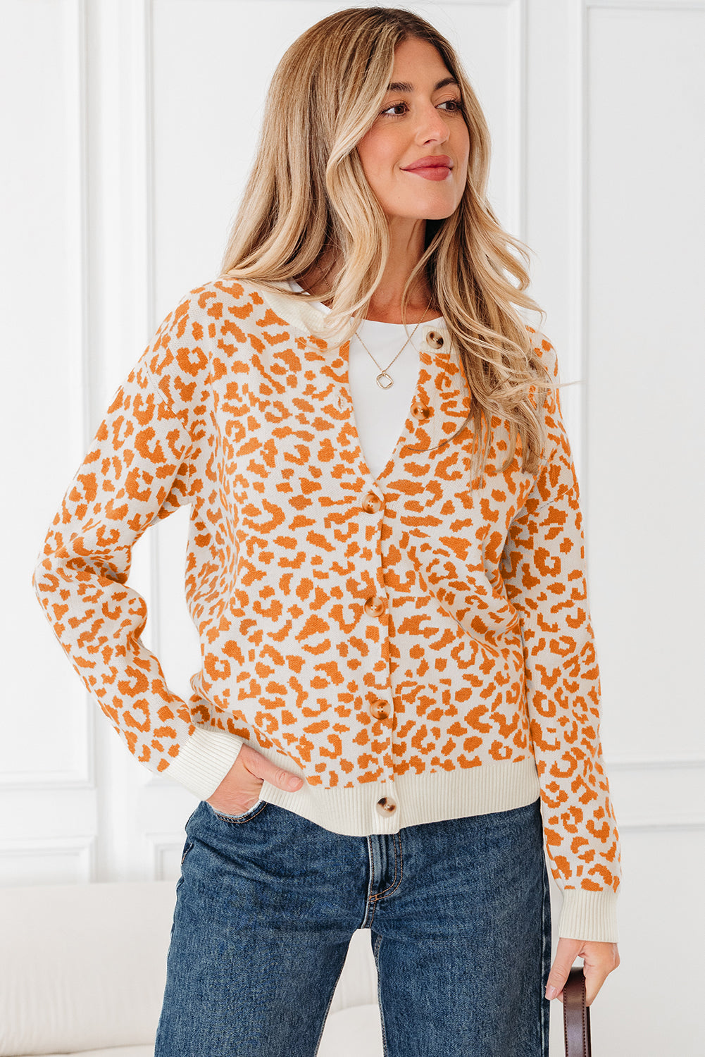 Leopard Chunky Knitted Cardigan