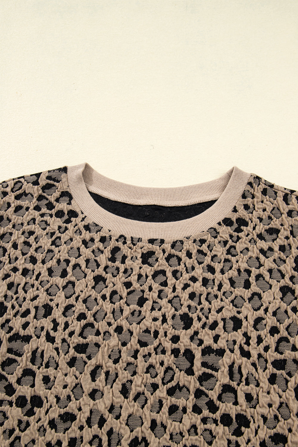 Plus Size Leopard Textured Ribbed Top