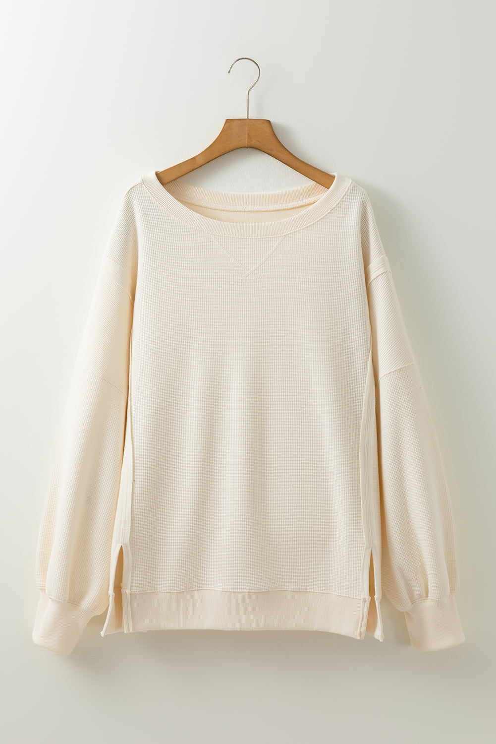 Plus Size White Waffle Knit Sweatshirt