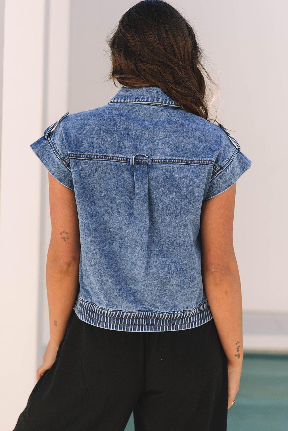 Ashleigh Blue Acid Wash Denim Vest