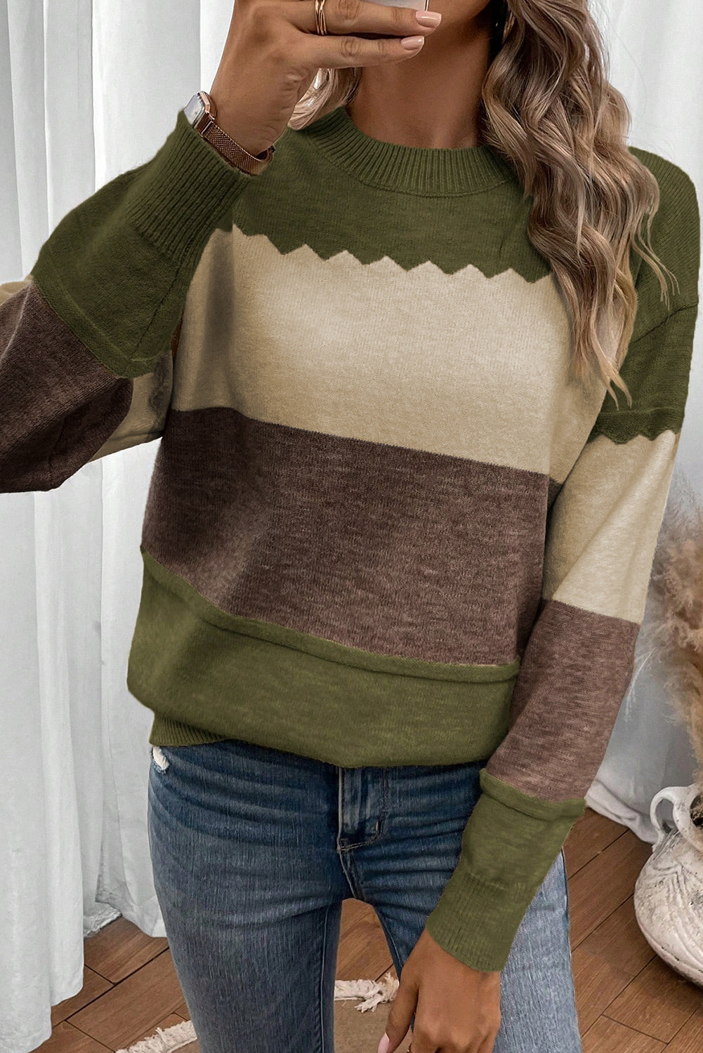 Colorblock Crew Sweater