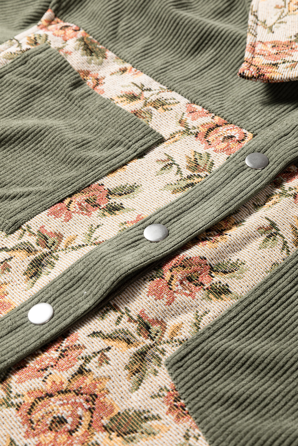 Ribbed Retro Floral Patchwork Jacket