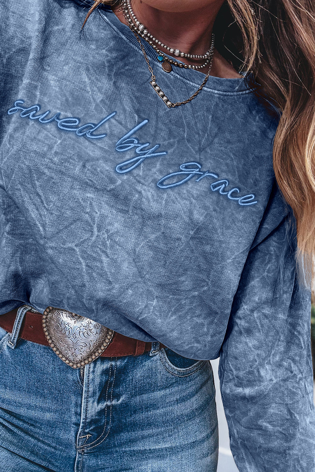 Saved By Grace Embroidered Sweatshirt