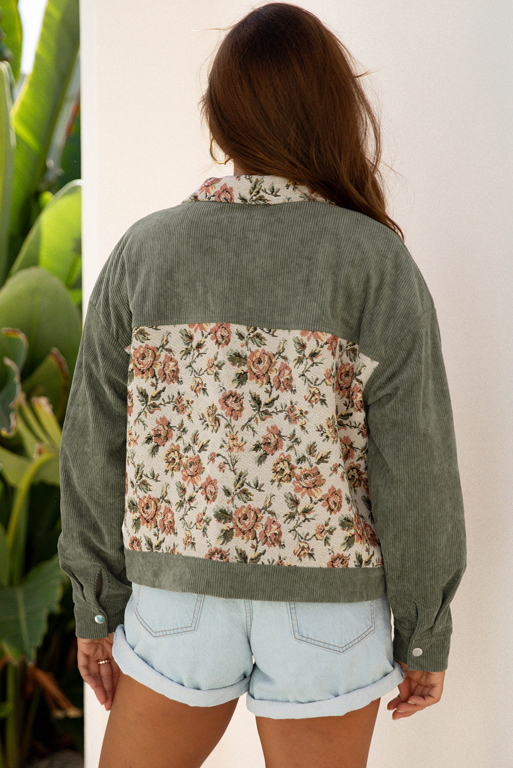 Ribbed Retro Floral Patchwork Jacket