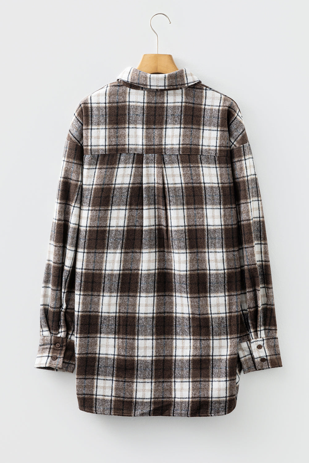 Dark Brown Flannel Plaid Boyfriend Shacket