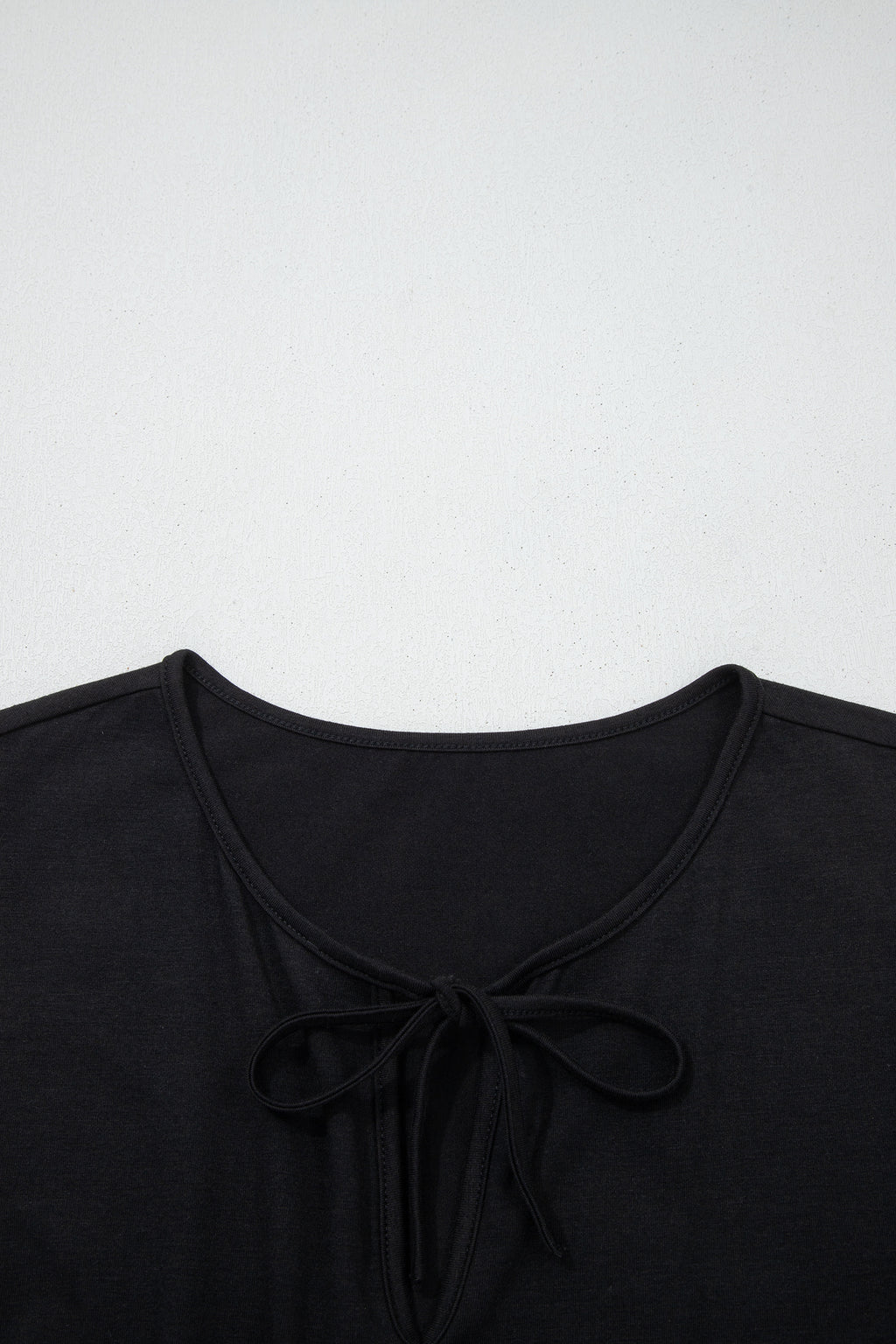 Black Plus Size Solid Color Bow Tie Peplum Tank Top