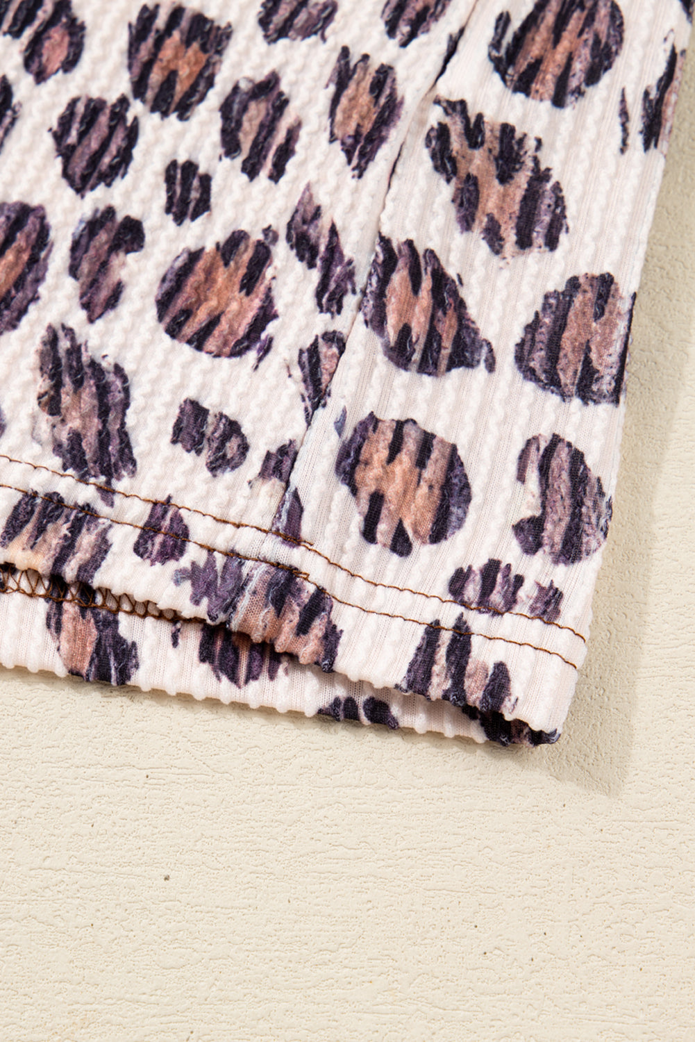 Plus Size Leopard Colorblock Twist Ribbed