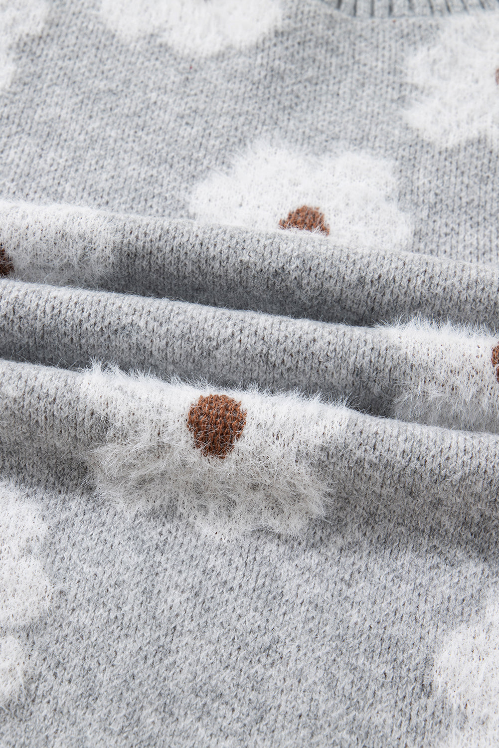 Gray Flower Baggy Sweater