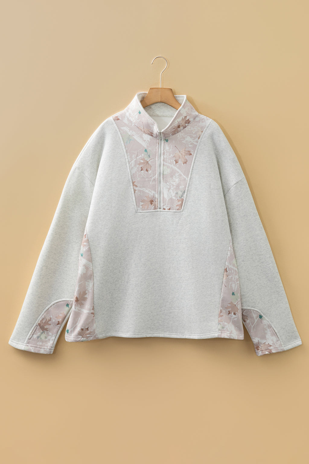 Plus Size Gray Camo Collar Sweatshirt