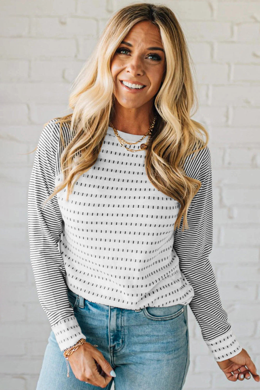 Black Stripe Raglan Long Sleeve Tee
