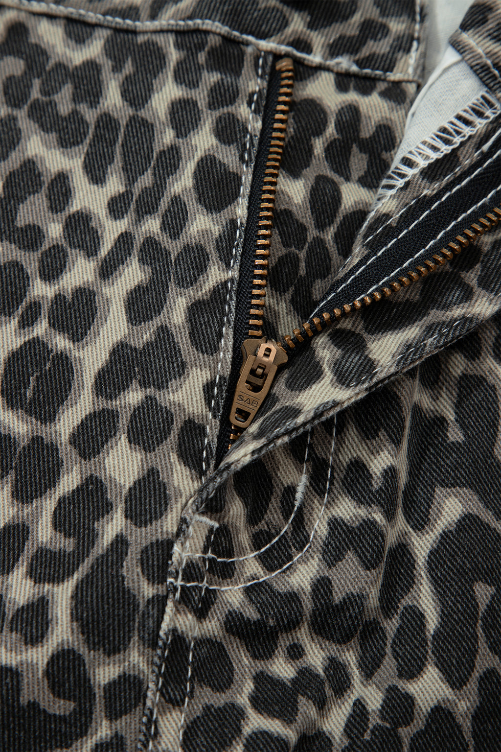 Black Leopard Print High Waist Barrel Jeans