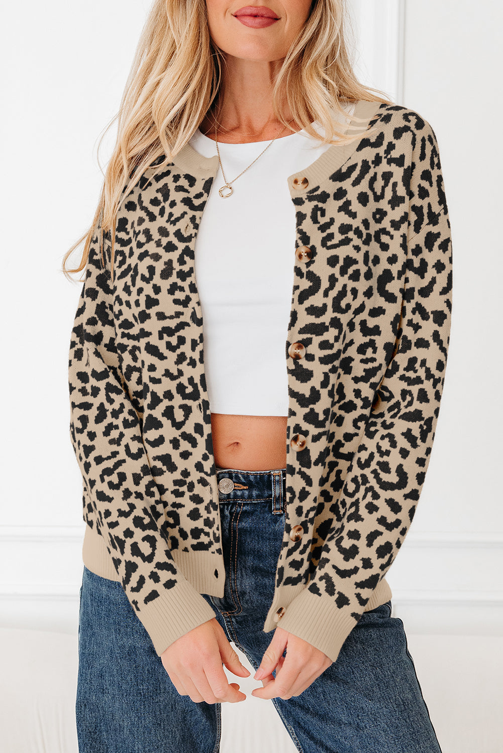 Leopard Chunky Knitted Cardigan